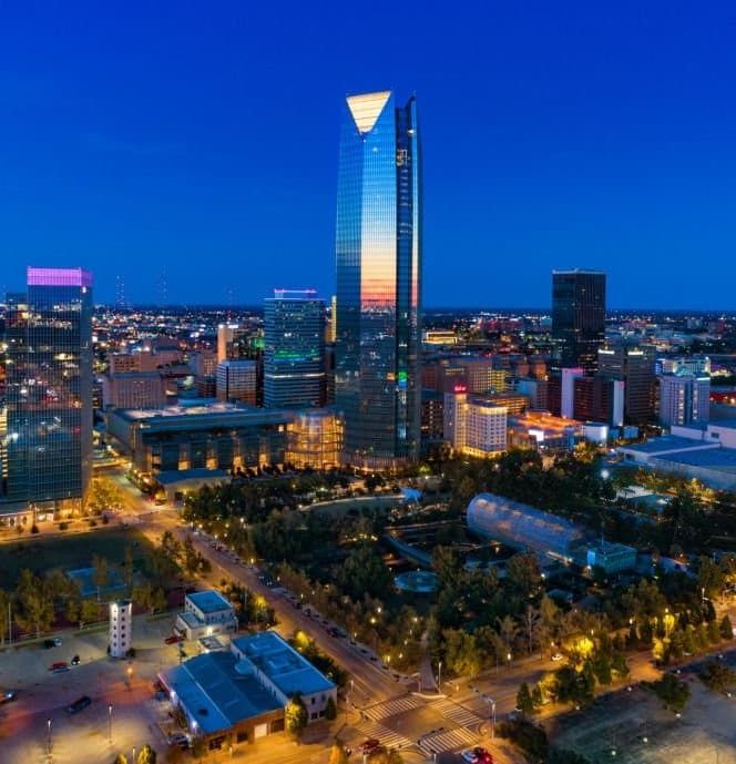 Nightview skyline of Oklahoma City